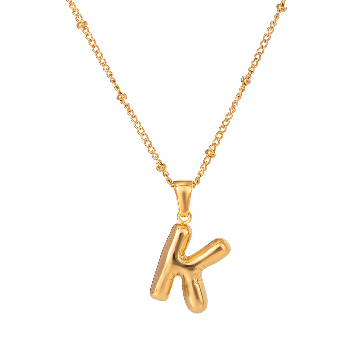 Gold color / 1 Piece Simple Casual Style Letter K Shape Stainless Steel 18K Gold Plated Women's Pendant Necklace 